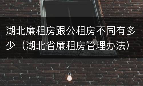 湖北廉租房跟公租房不同有多少（湖北省廉租房管理办法）