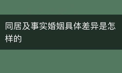同居及事实婚姻具体差异是怎样的