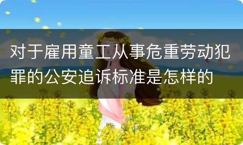 对于雇用童工从事危重劳动犯罪的公安追诉标准是怎样的