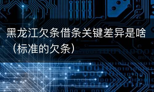 黑龙江欠条借条关键差异是啥（标准的欠条）