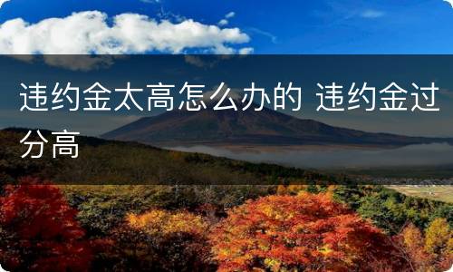 违约金太高怎么办的 违约金过分高