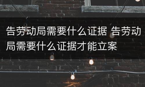 告劳动局需要什么证据 告劳动局需要什么证据才能立案