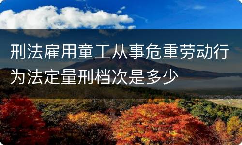 刑法雇用童工从事危重劳动行为法定量刑档次是多少