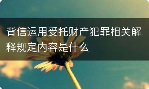 背信运用受托财产犯罪相关解释规定内容是什么