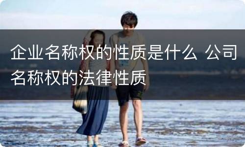企业名称权的性质是什么 公司名称权的法律性质