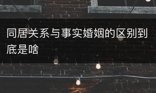 同居关系与事实婚姻的区别到底是啥