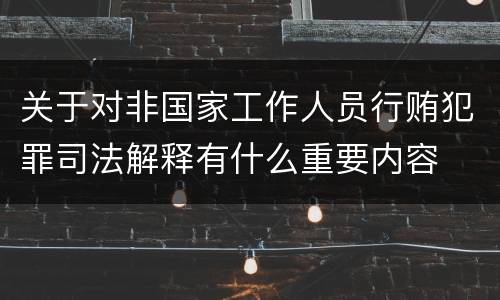 关于对非国家工作人员行贿犯罪司法解释有什么重要内容