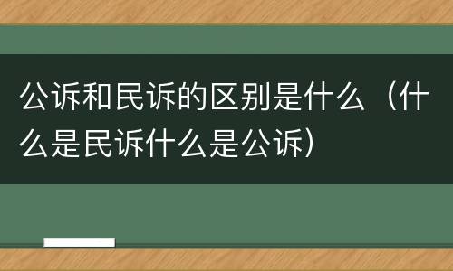 公诉和民诉的区别是什么（什么是民诉什么是公诉）