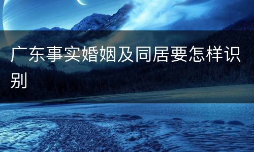 广东事实婚姻及同居要怎样识别