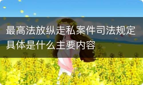 最高法放纵走私案件司法规定具体是什么主要内容
