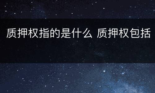 质押权指的是什么 质押权包括
