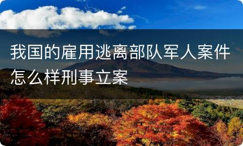 我国的雇用逃离部队军人案件怎么样刑事立案