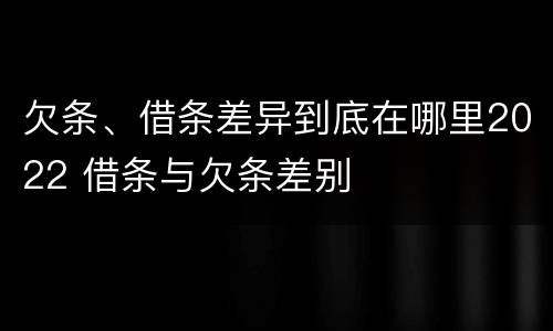 欠条、借条差异到底在哪里2022 借条与欠条差别