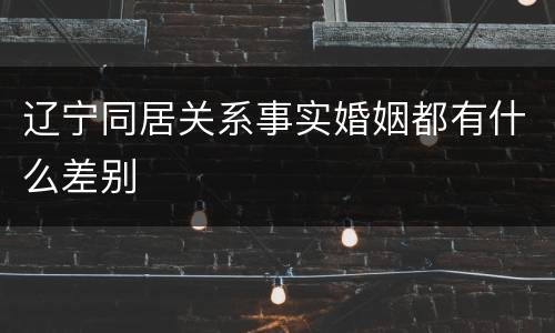 辽宁同居关系事实婚姻都有什么差别