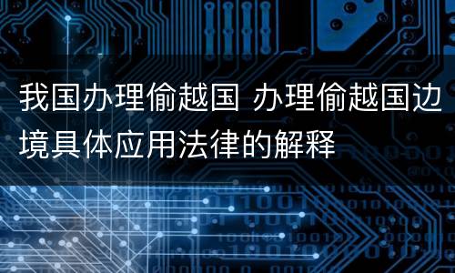 我国办理偷越国 办理偷越国边境具体应用法律的解释