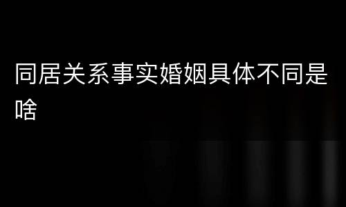 同居关系事实婚姻具体不同是啥