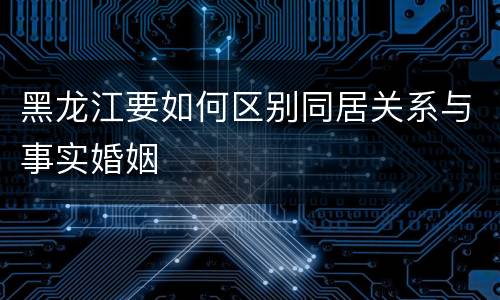 黑龙江要如何区别同居关系与事实婚姻
