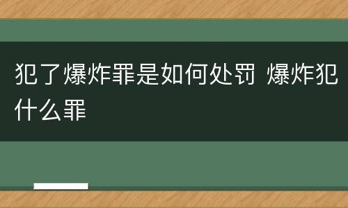 犯了爆炸罪是如何处罚 爆炸犯什么罪