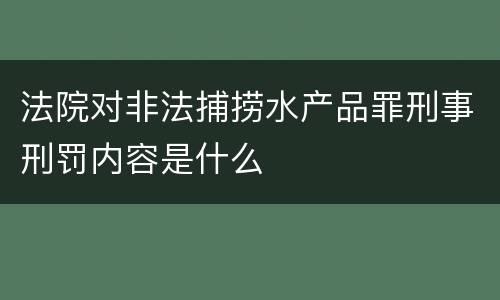 法院对非法捕捞水产品罪刑事刑罚内容是什么