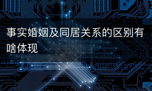 事实婚姻及同居关系的区别有啥体现
