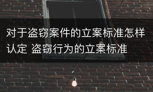 对于盗窃案件的立案标准怎样认定 盗窃行为的立案标准
