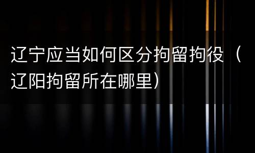 辽宁应当如何区分拘留拘役（辽阳拘留所在哪里）