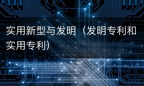 实用新型与发明（发明专利和实用专利）