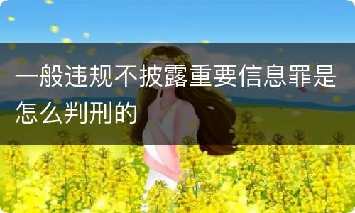 一般违规不披露重要信息罪是怎么判刑的