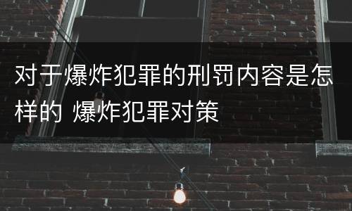 对于爆炸犯罪的刑罚内容是怎样的 爆炸犯罪对策