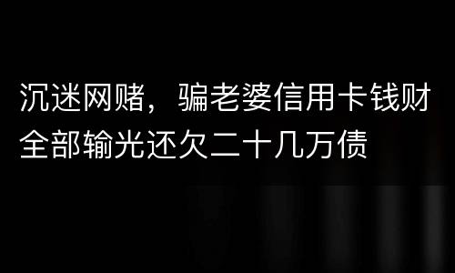 沉迷网赌，骗老婆信用卡钱财全部输光还欠二十几万债