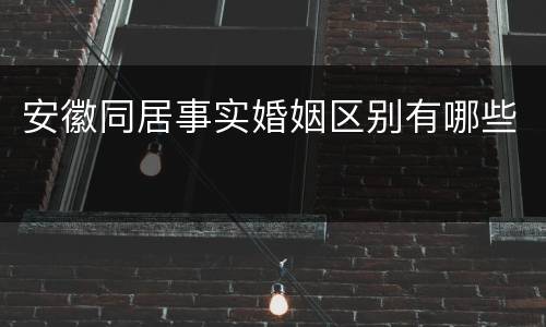 安徽同居事实婚姻区别有哪些
