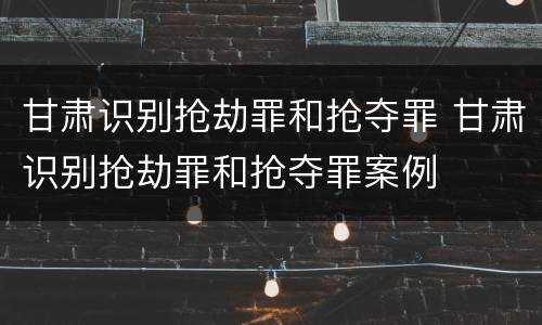 甘肃识别抢劫罪和抢夺罪 甘肃识别抢劫罪和抢夺罪案例