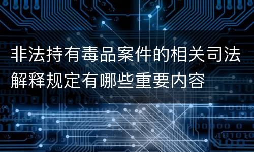 非法持有毒品案件的相关司法解释规定有哪些重要内容