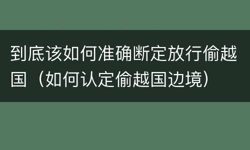 到底该如何准确断定放行偷越国（如何认定偷越国边境）