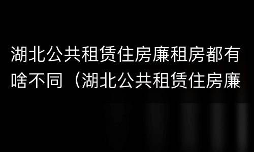 湖北公共租赁住房廉租房都有啥不同（湖北公共租赁住房廉租房都有啥不同呢）
