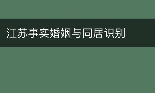 江苏事实婚姻与同居识别