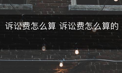 诉讼费怎么算 诉讼费怎么算的