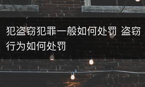 犯盗窃犯罪一般如何处罚 盗窃行为如何处罚