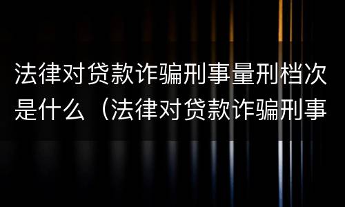 法律对贷款诈骗刑事量刑档次是什么（法律对贷款诈骗刑事量刑档次是什么要求）