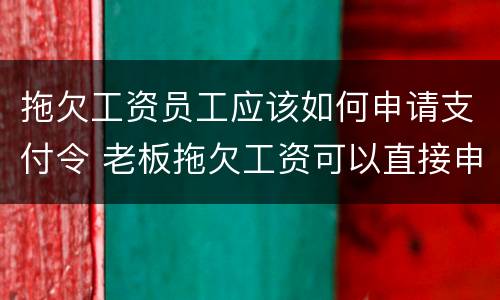 拖欠工资员工应该如何申请支付令 老板拖欠工资可以直接申请支付令吗