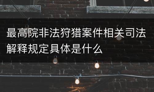 最高院非法狩猎案件相关司法解释规定具体是什么