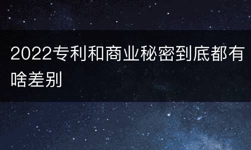 2022专利和商业秘密到底都有啥差别