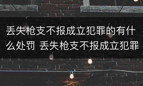 丢失枪支不报成立犯罪的有什么处罚 丢失枪支不报成立犯罪的有什么处罚吗
