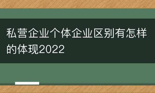 私营企业个体企业区别有怎样的体现2022