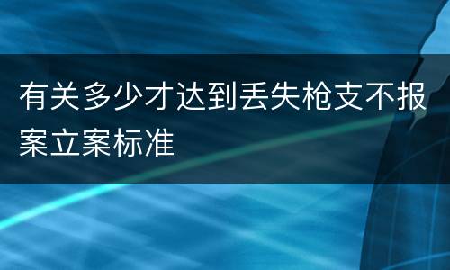 有关多少才达到丢失枪支不报案立案标准