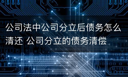 公司法中公司分立后债务怎么清还 公司分立的债务清偿