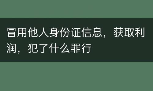冒用他人身份证信息，获取利润，犯了什么罪行
