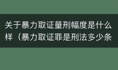 关于暴力取证量刑幅度是什么样（暴力取证罪是刑法多少条）