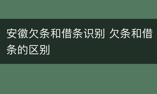 安徽欠条和借条识别 欠条和借条的区别