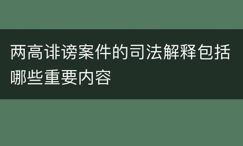 两高诽谤案件的司法解释包括哪些重要内容